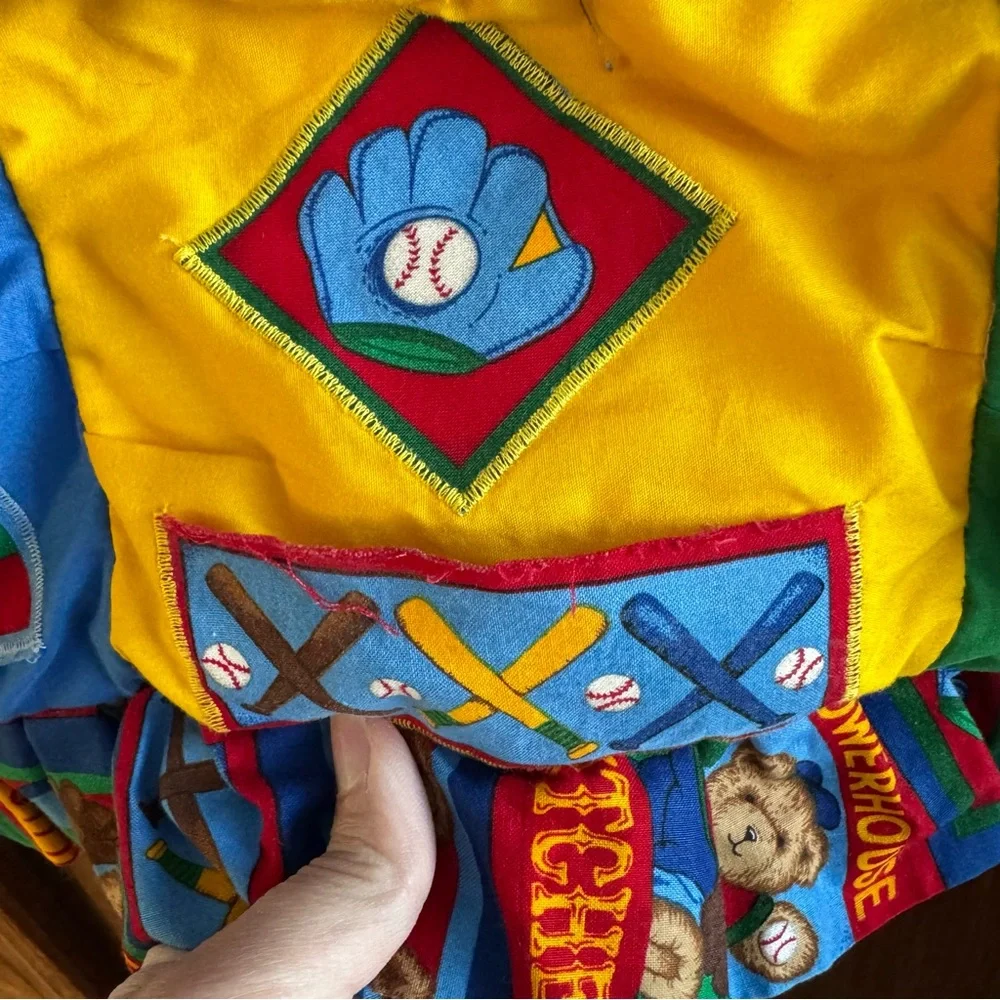 Handmade Baby Quilt Baseball Teddy Bear Theme